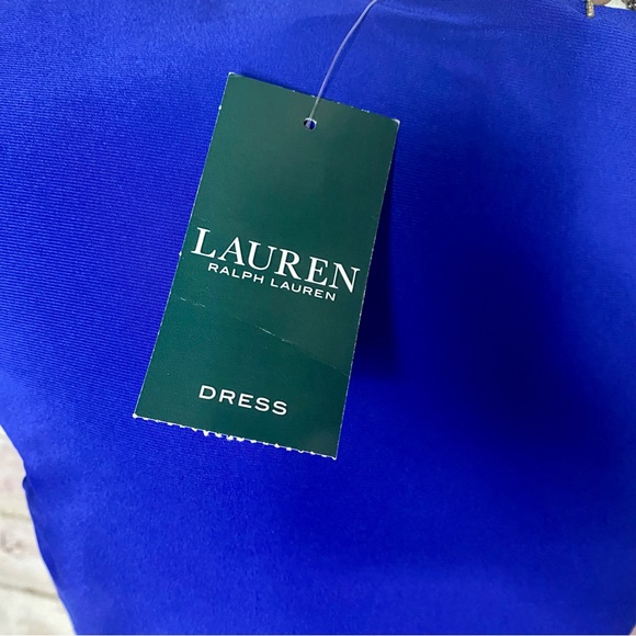 NWT Lauren Ralph Lauren Cobalt Blue Faux Wrap Dress - Picture 7 of 12